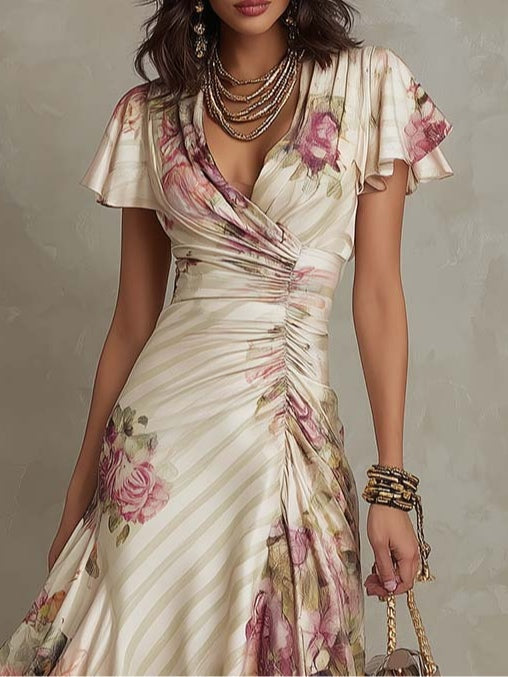 La Scintilla | Elegant Draped Floral Dress Camille
