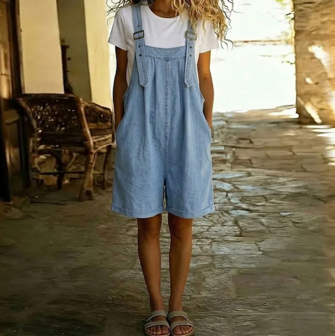 Lily | Salopette van zacht denim in vintage lichtblauw