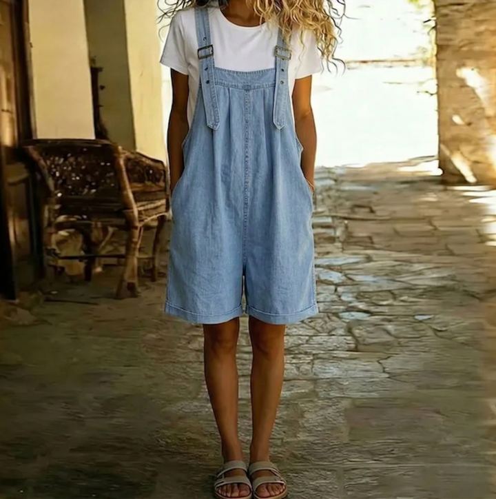 Lily | Salopette van zacht denim in vintage lichtblauw