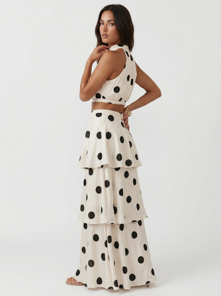 Polka Dot Top en Lange Rok Set