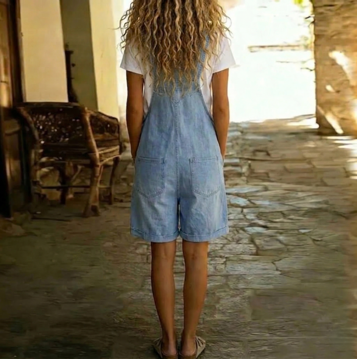 Lily | Salopette van zacht denim in vintage lichtblauw