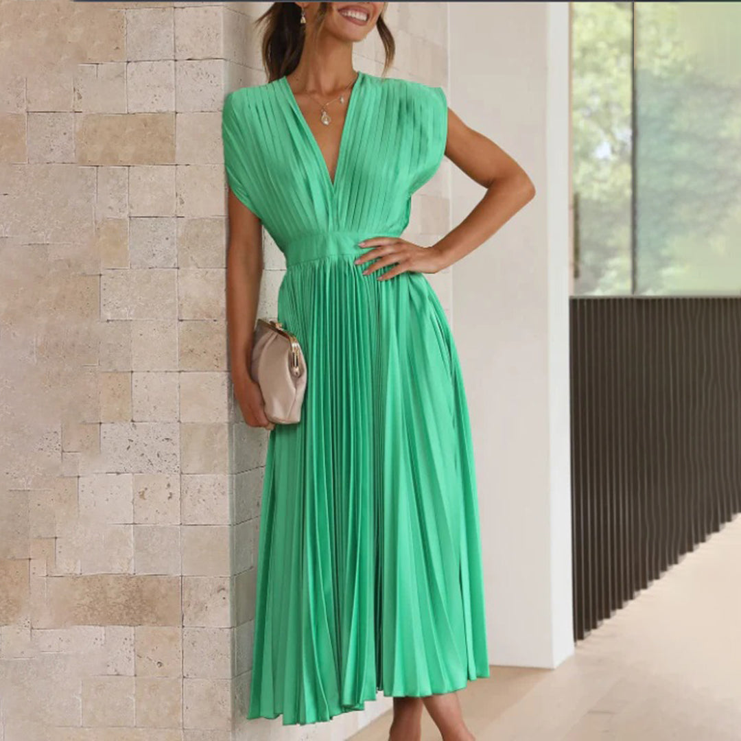 Marni™ | Tijdloos Plissé Midi Jurk