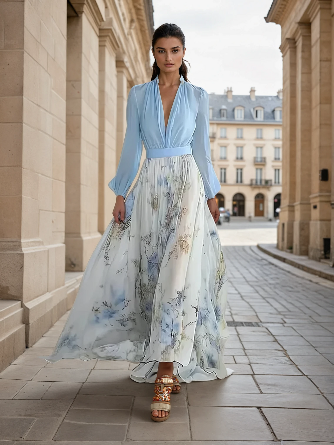 Peniel™ | Elegante Maxi Jurk met Bloemenprint