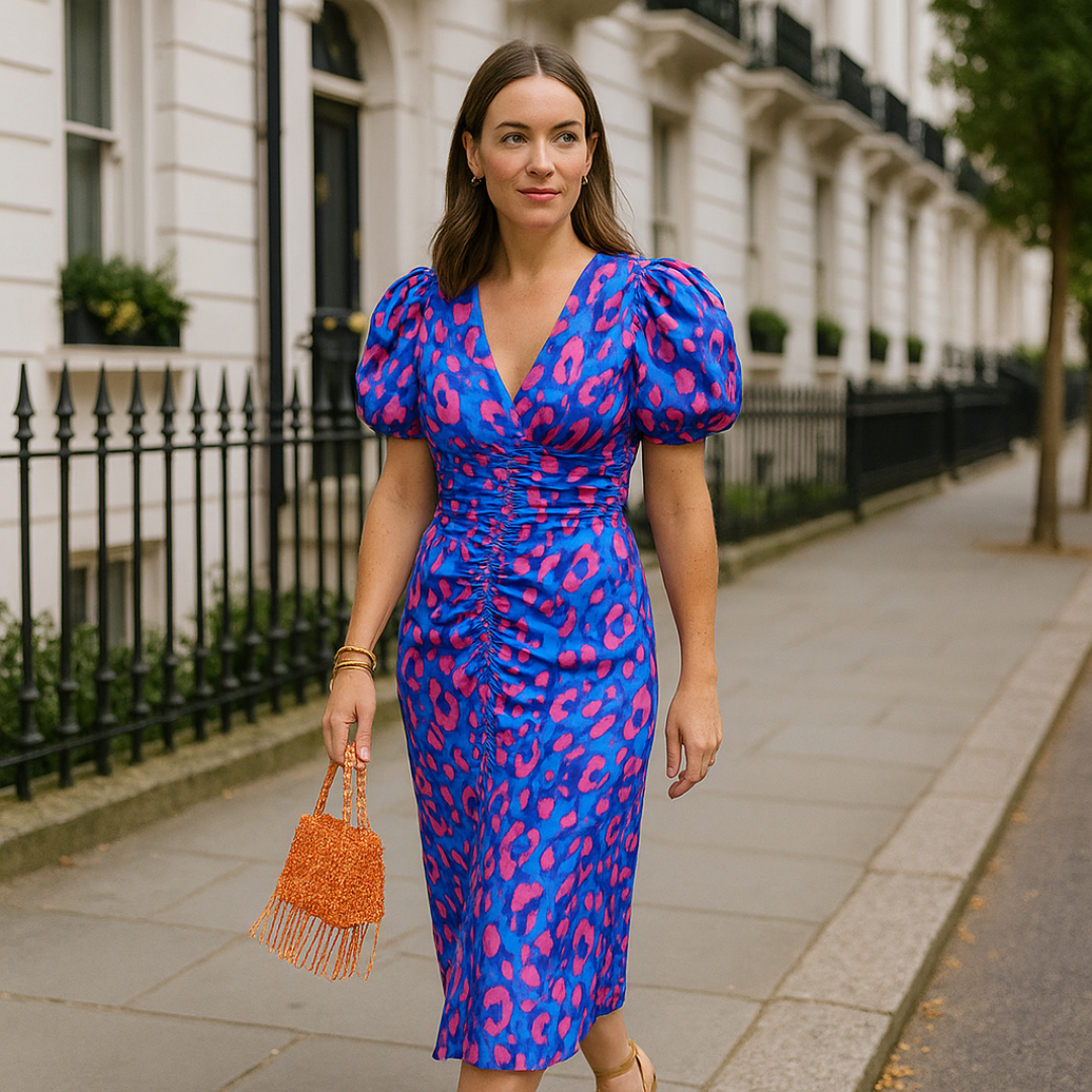 Oranit™ | Gekleurd Jurk met Plissé Mouwen