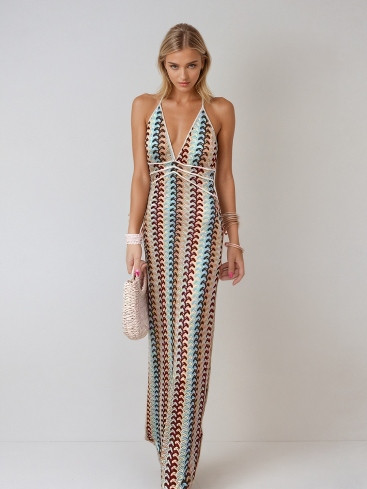 Naama-Lee™ | Maxi Jurk Zonder Rug met V-Hals