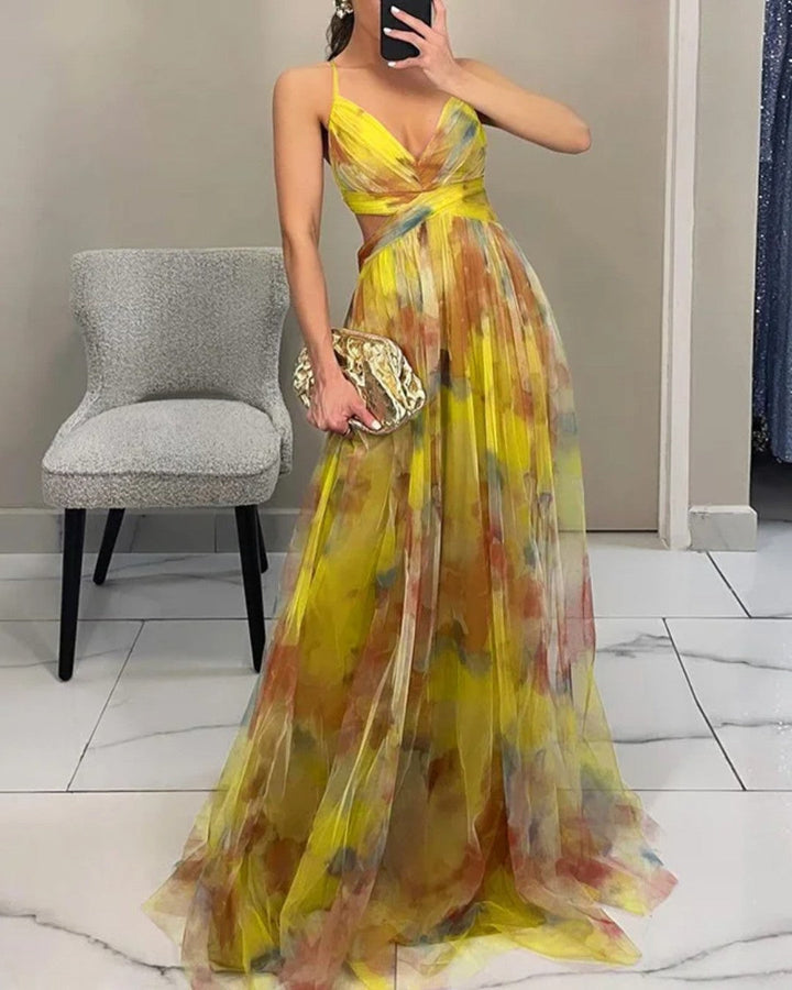 La Scintilla| Maxi Jurk Elegantie Bloemmotief