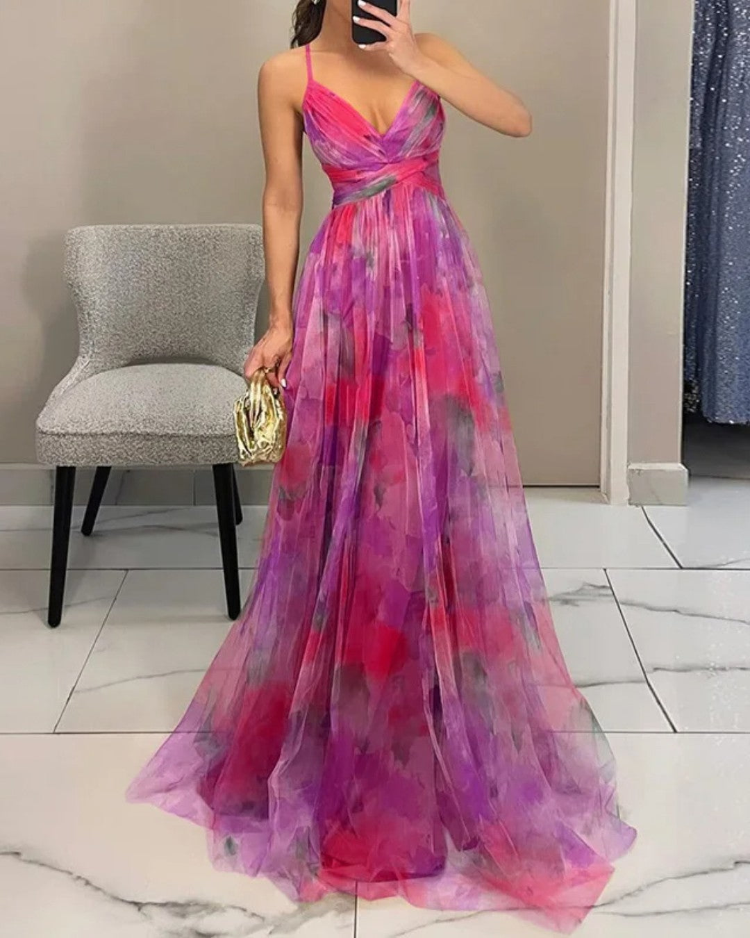 La Scintilla| Maxi Jurk Elegantie Bloemmotief