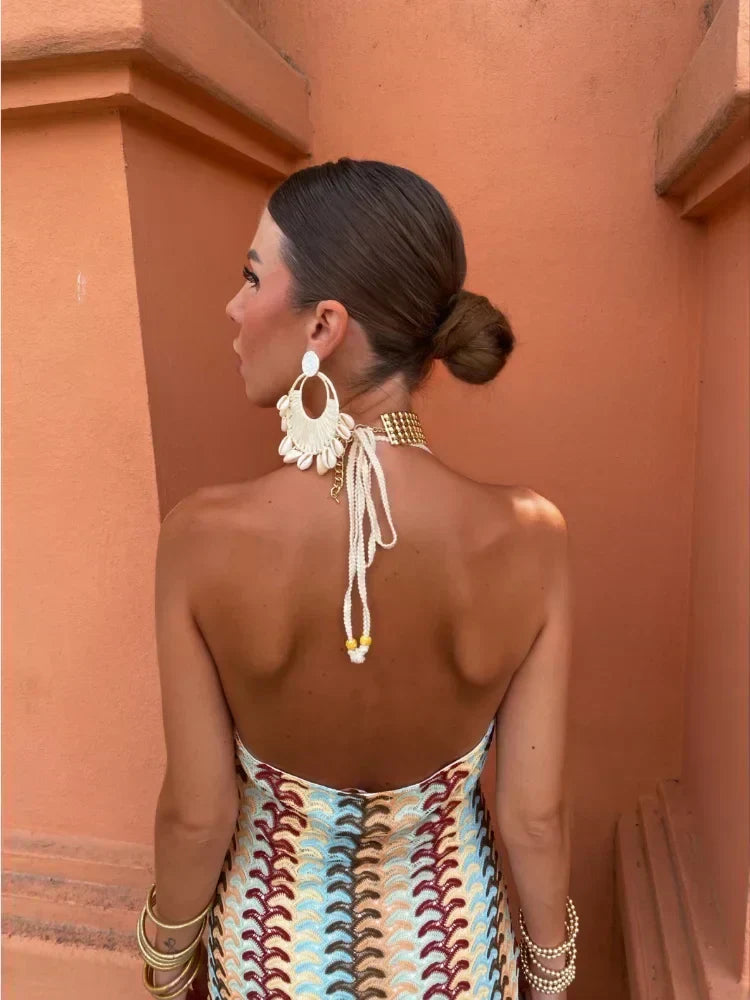 Naama-Lee™ | Maxi Jurk Zonder Rug met V-Hals