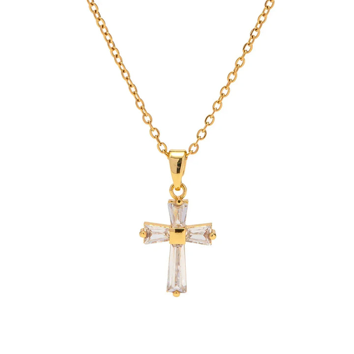 Halsketting met Delicate Diamanten Kruis Hanger