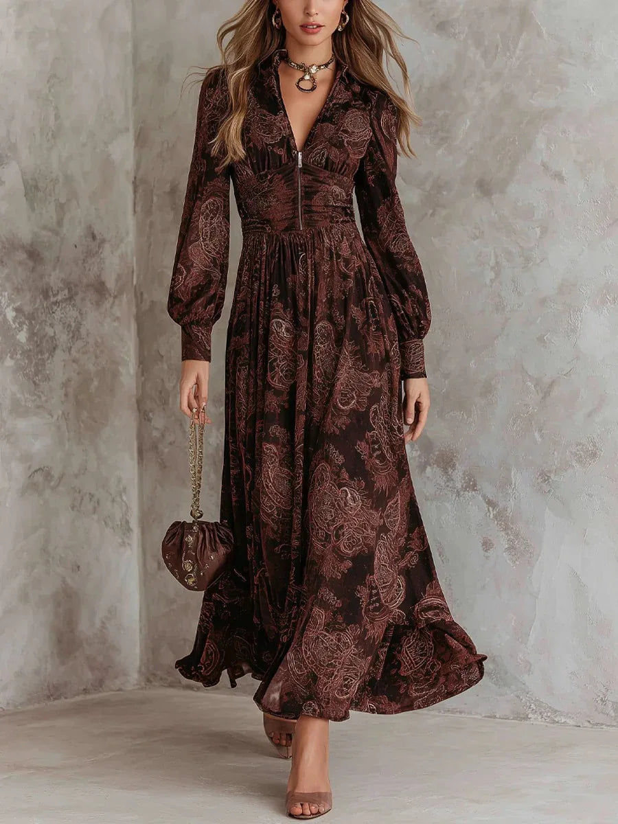 La Scintilla | LANG JURK MET ELEGANTE VINTAGE DRUK
