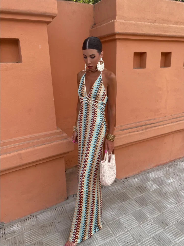 Naama-Lee™ | Maxi Jurk Zonder Rug met V-Hals
