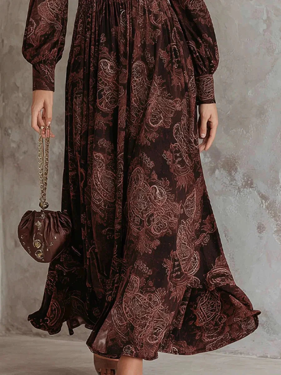La Scintilla | LANG JURK MET ELEGANTE VINTAGE DRUK