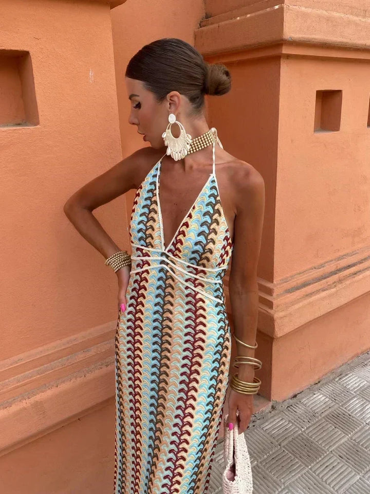 Naama-Lee™ | Maxi Jurk Zonder Rug met V-Hals