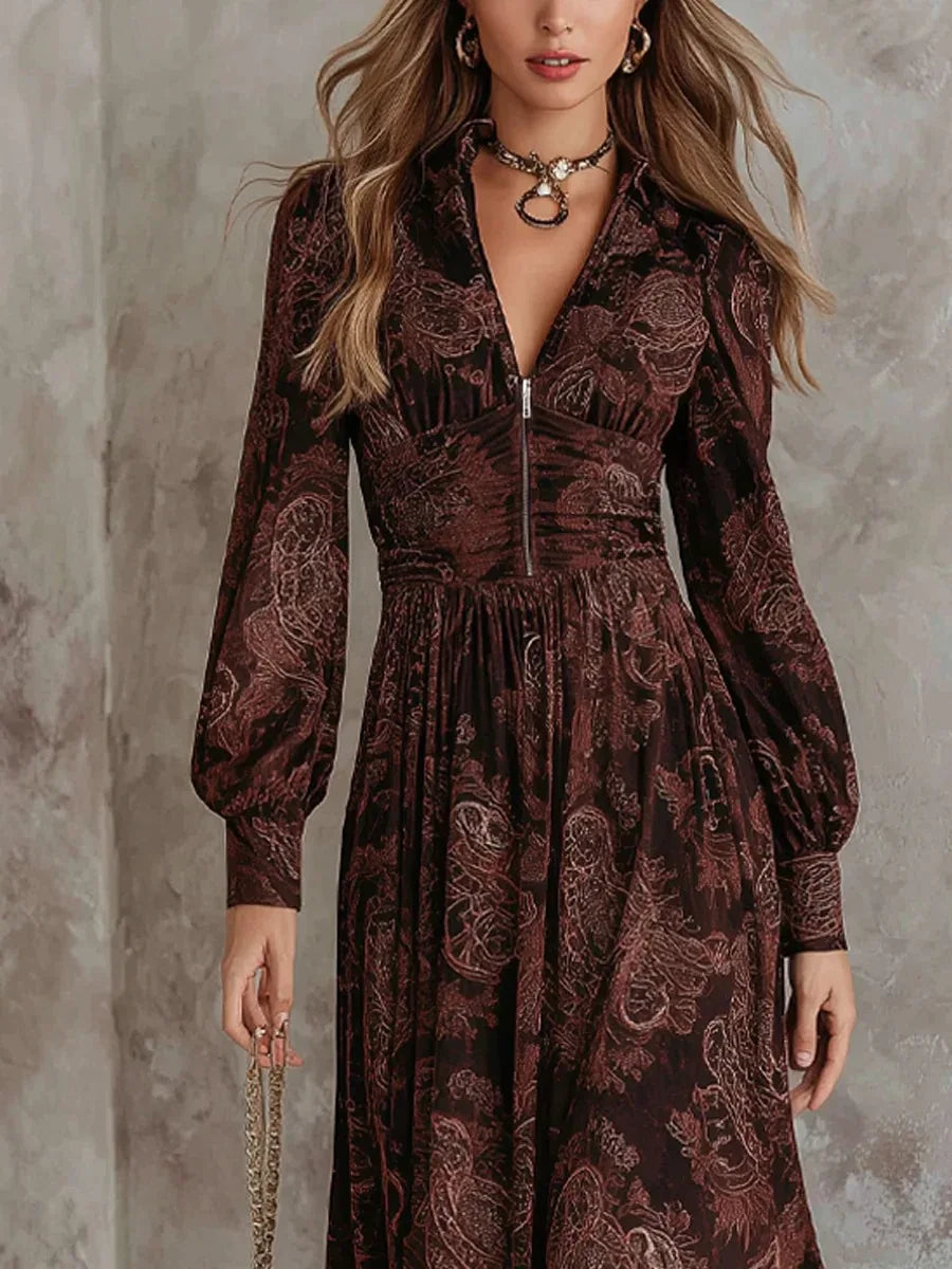 La Scintilla | LANG JURK MET ELEGANTE VINTAGE DRUK