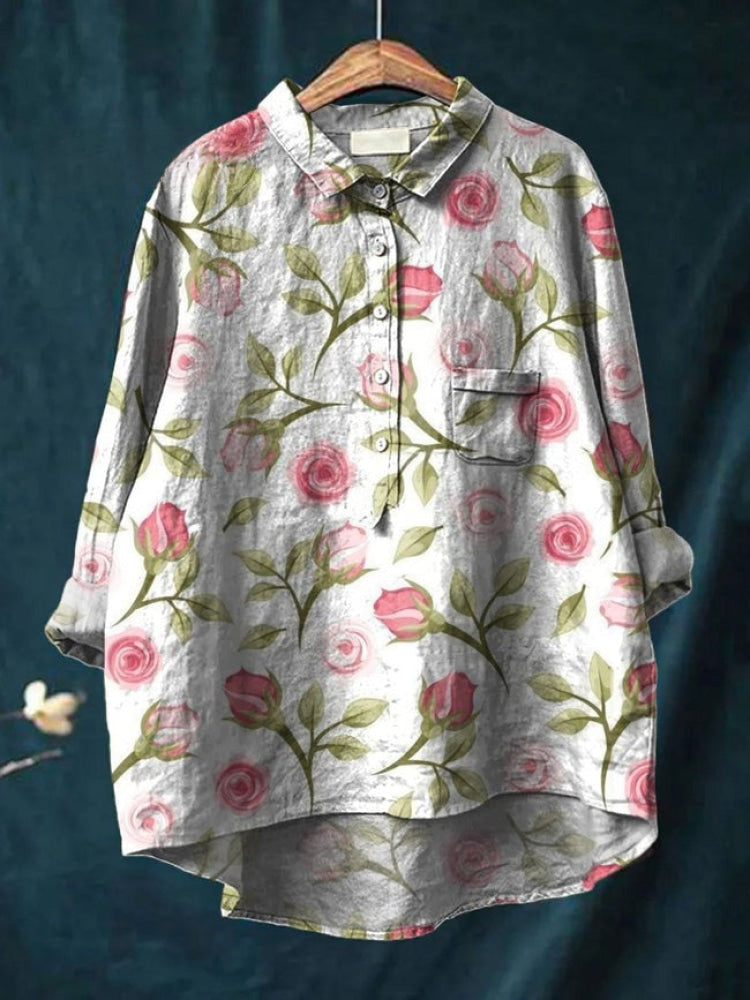 Lina | Vrouwelijke Bloemige Borduurblouse