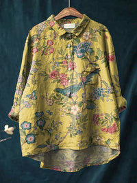 Vivia™ | Tijdloze Linnen Blouse met Print