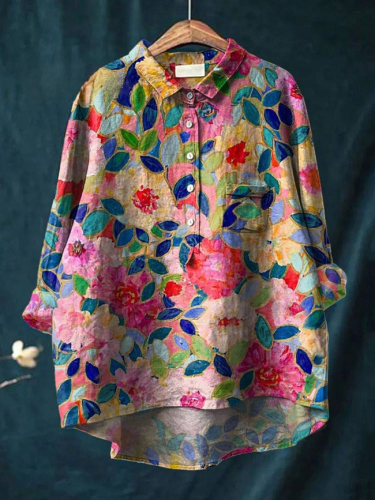 Lina | Vrouwelijke Bloemige Borduurblouse