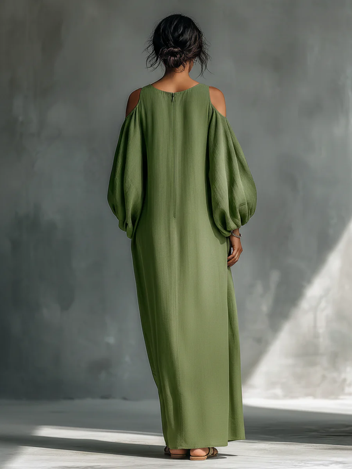 Susana | Maxi Vloeiend Jurk met Off-the-Shoulder Ontwerp