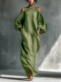 Susana | Maxi Vloeiend Jurk met Off-the-Shoulder Ontwerp