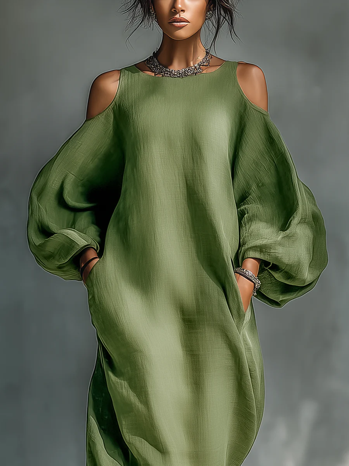 Susana | Maxi Vloeiend Jurk met Off-the-Shoulder Ontwerp
