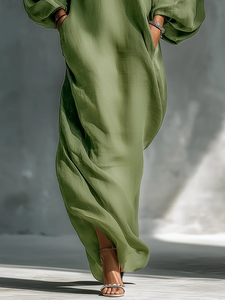 Susana | Maxi Vloeiend Jurk met Off-the-Shoulder Ontwerp