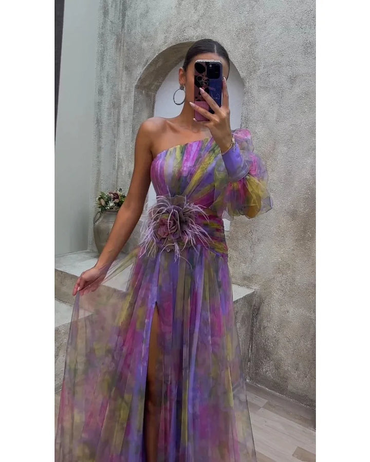 Orit™ | Asymmetrische Jurk met Één Mouw en Split