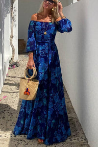 Luna™ | Maxi Jurk met Bloemenprint en Ontblote Mouwen