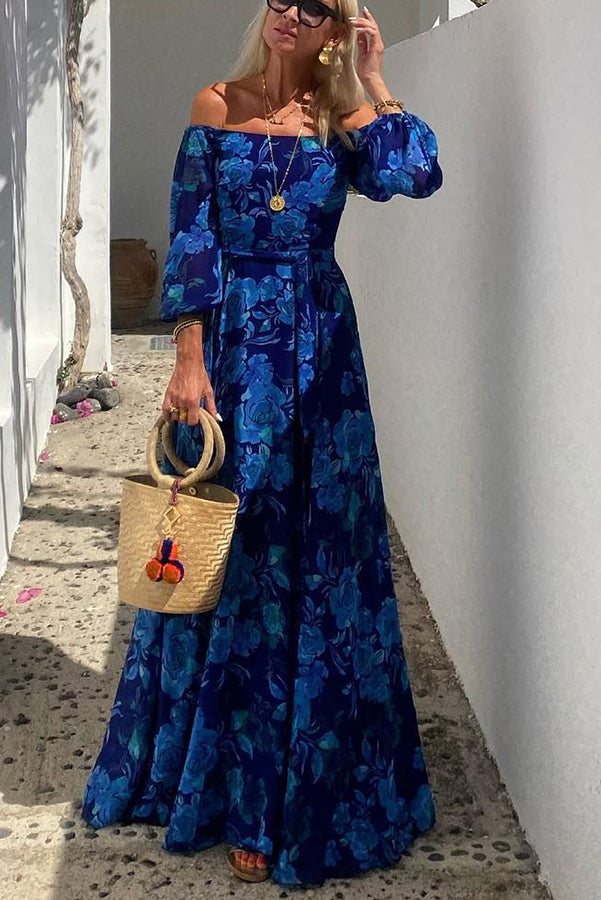 Luna™ | Maxi Jurk met Bloemenprint en Ontblote Mouwen