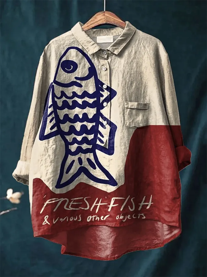 Casual T-shirt met Vissenprint voor Dames