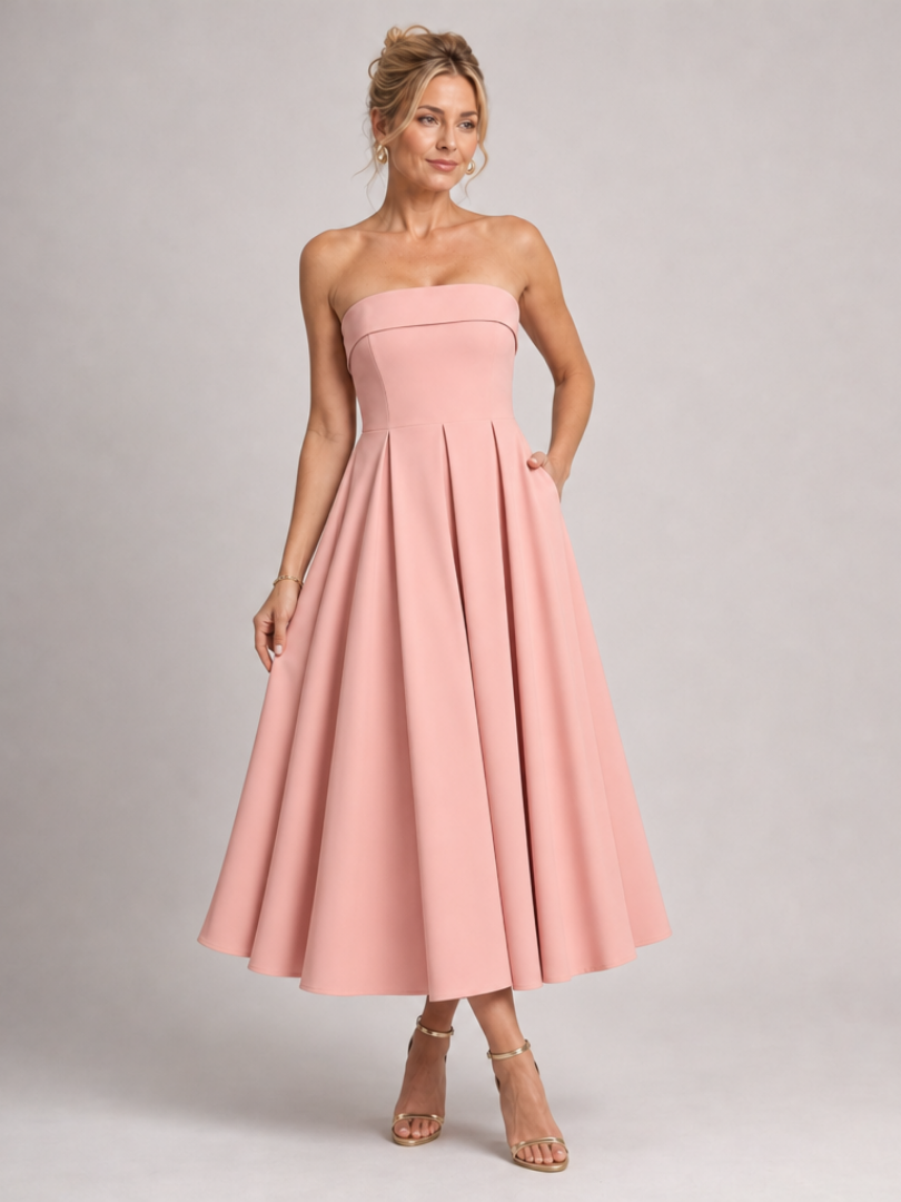 Almut | Strapless Avondjurk met Gestructureerde Bovenkant
