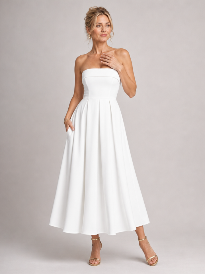 Almut | Strapless Avondjurk met Gestructureerde Bovenkant