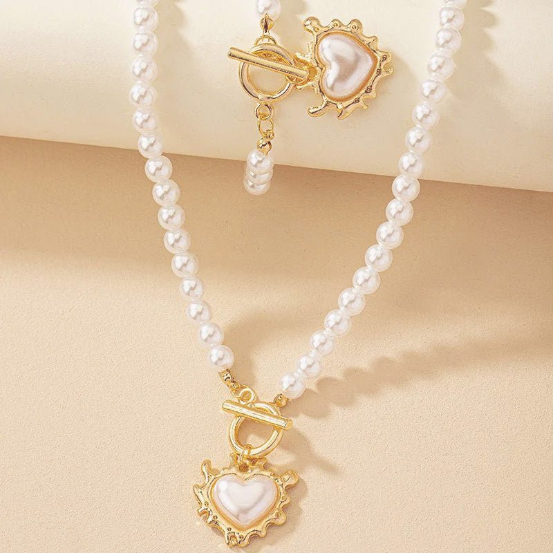 Set van armband en ketting met hartvormige hanger van 2 stuks