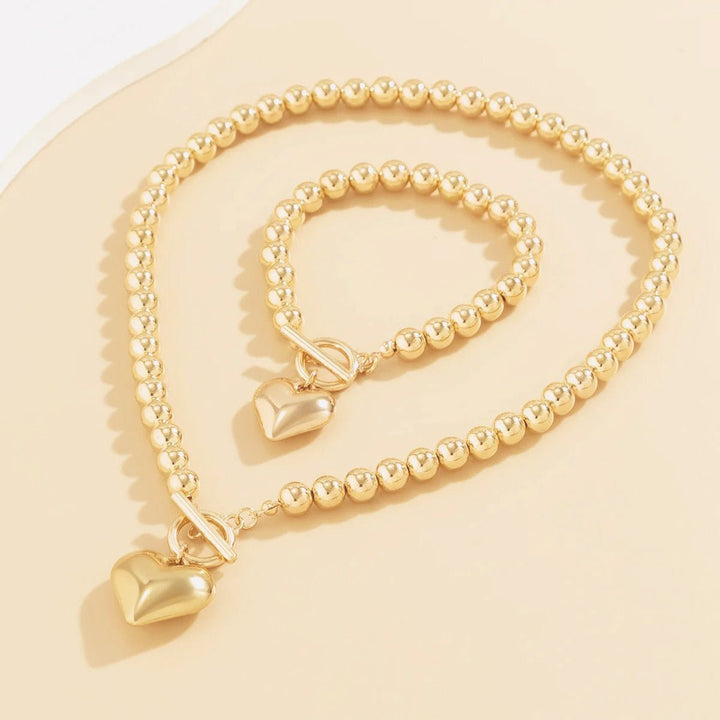 Set van armband en ketting met hartvormige hanger van 2 stuks