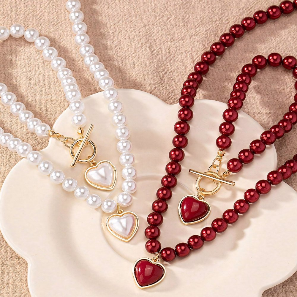 Set van armband en ketting met hartvormige hanger van 2 stuks