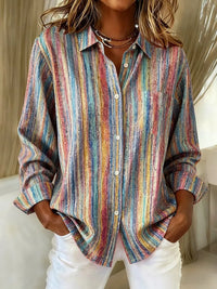 Casual retro damesblouse met streepdessin