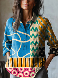 Viviana™ | Exclusieve Linnen Blouse met Motief