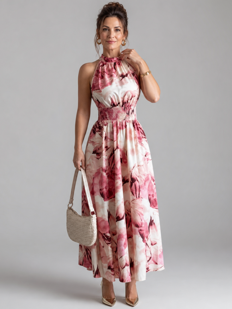 Celestine | Kleurrijke Print-Midikleed