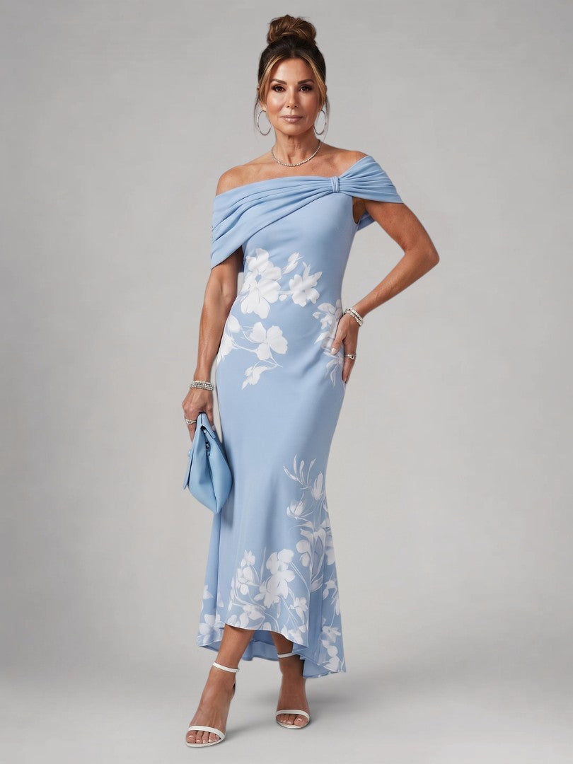 Christina | Off-shoulder Draped Midi-jurk