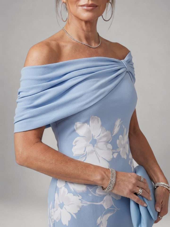 Christina | Off-shoulder Draped Midi-jurk