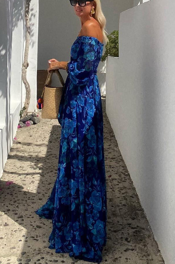Luna™ | Maxi Jurk met Bloemenprint en Ontblote Mouwen