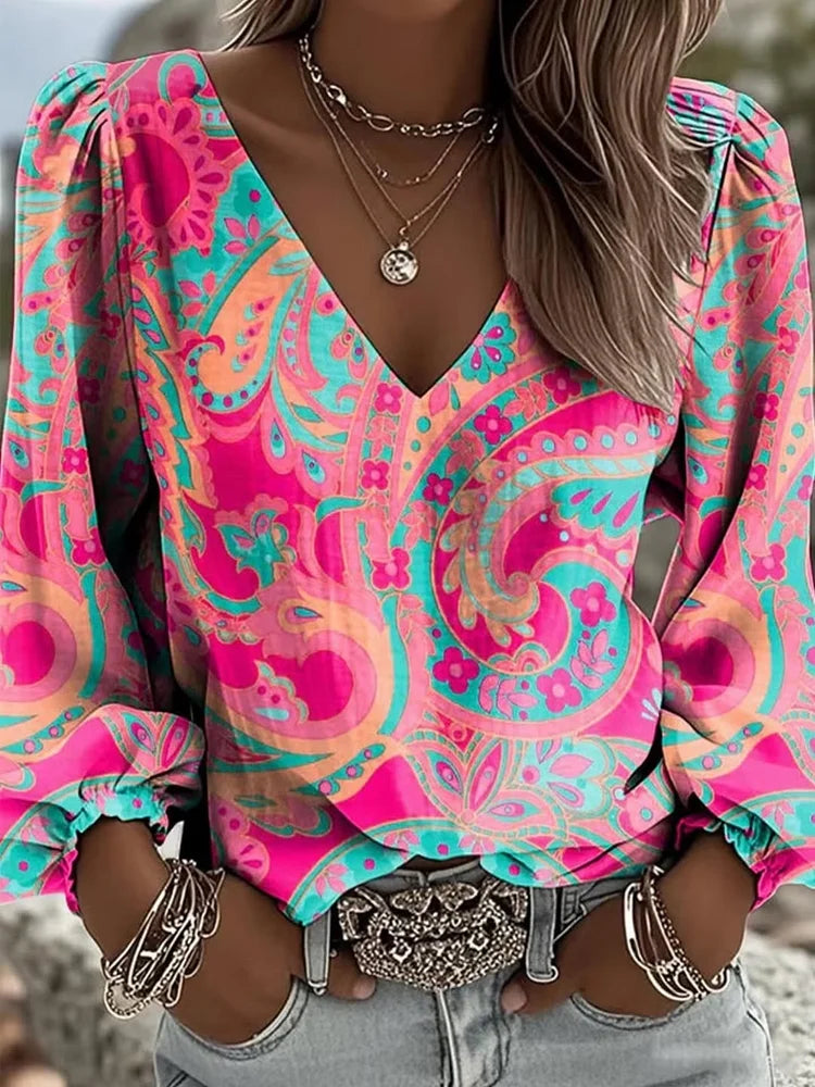 Casual Blouse met Paisley Bloemenmotief voor Dames