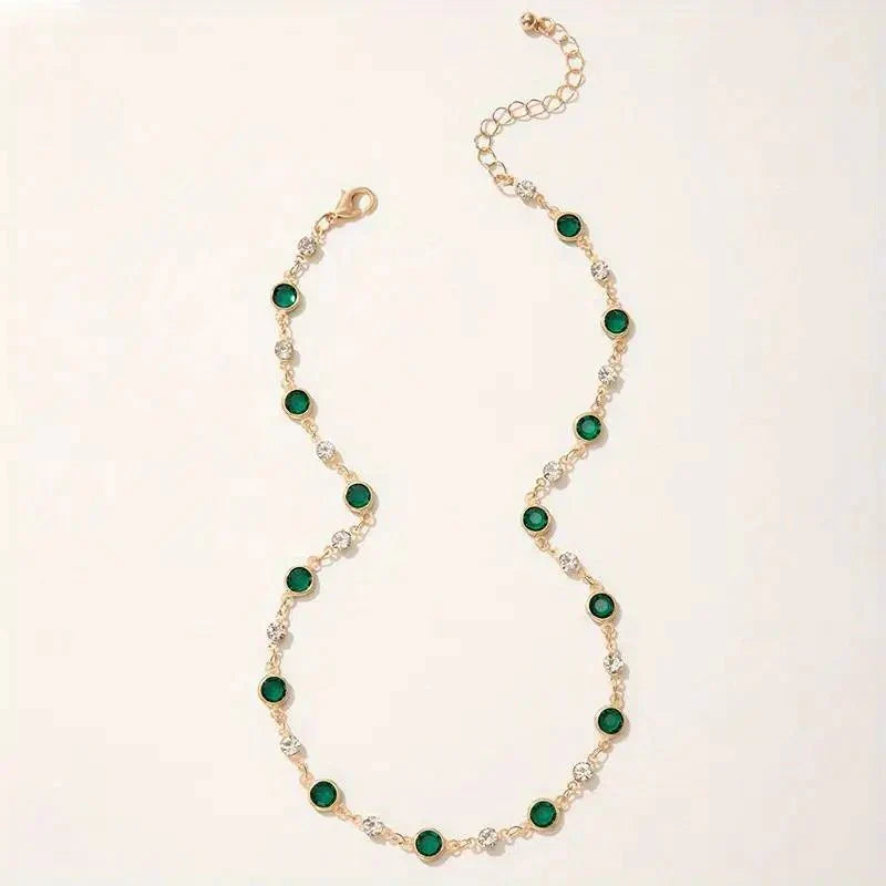 Choker Ketting met Smaragd en Diamanten