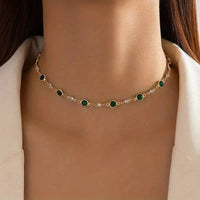 Choker Ketting met Smaragd en Diamanten