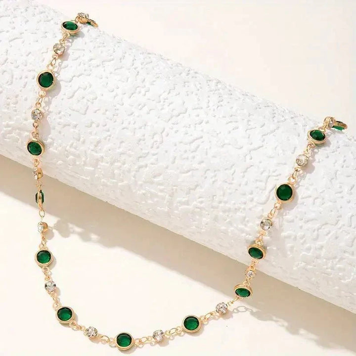 Choker Ketting met Smaragd en Diamanten
