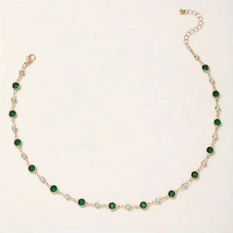 Choker Ketting met Smaragd en Diamanten