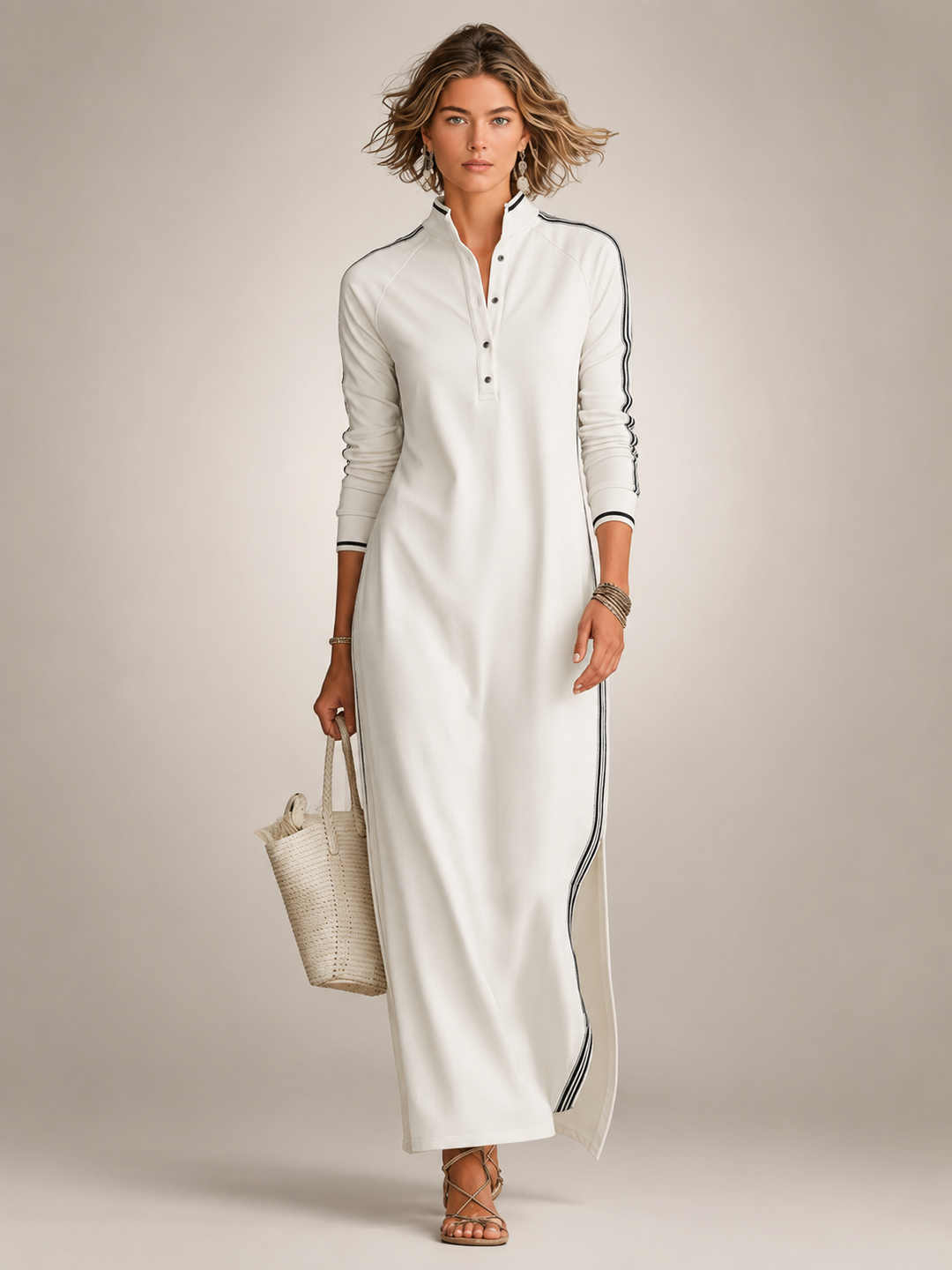 Frieda | Minimalistisch Sweatkleed in Maxi-lengte