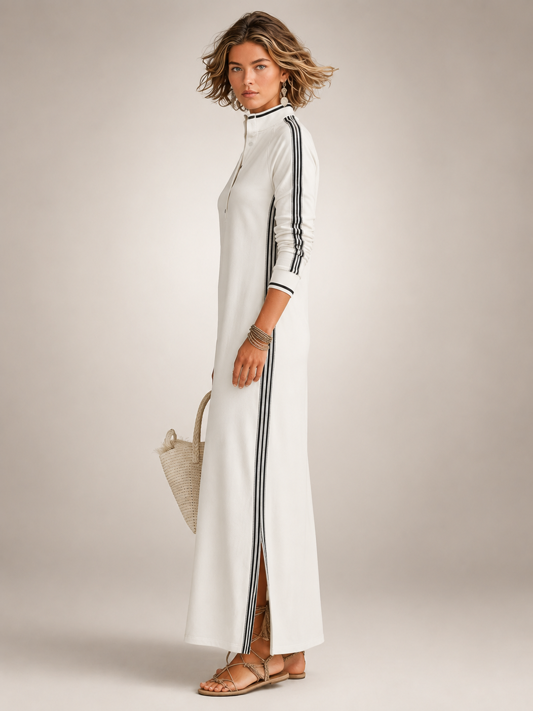 Frieda | Minimalistisch Sweatkleed in Maxi-lengte