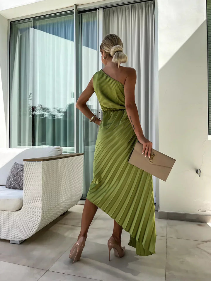 Eya™ | Elegante Maxijurk met Eén Schouder en Bloemenprint