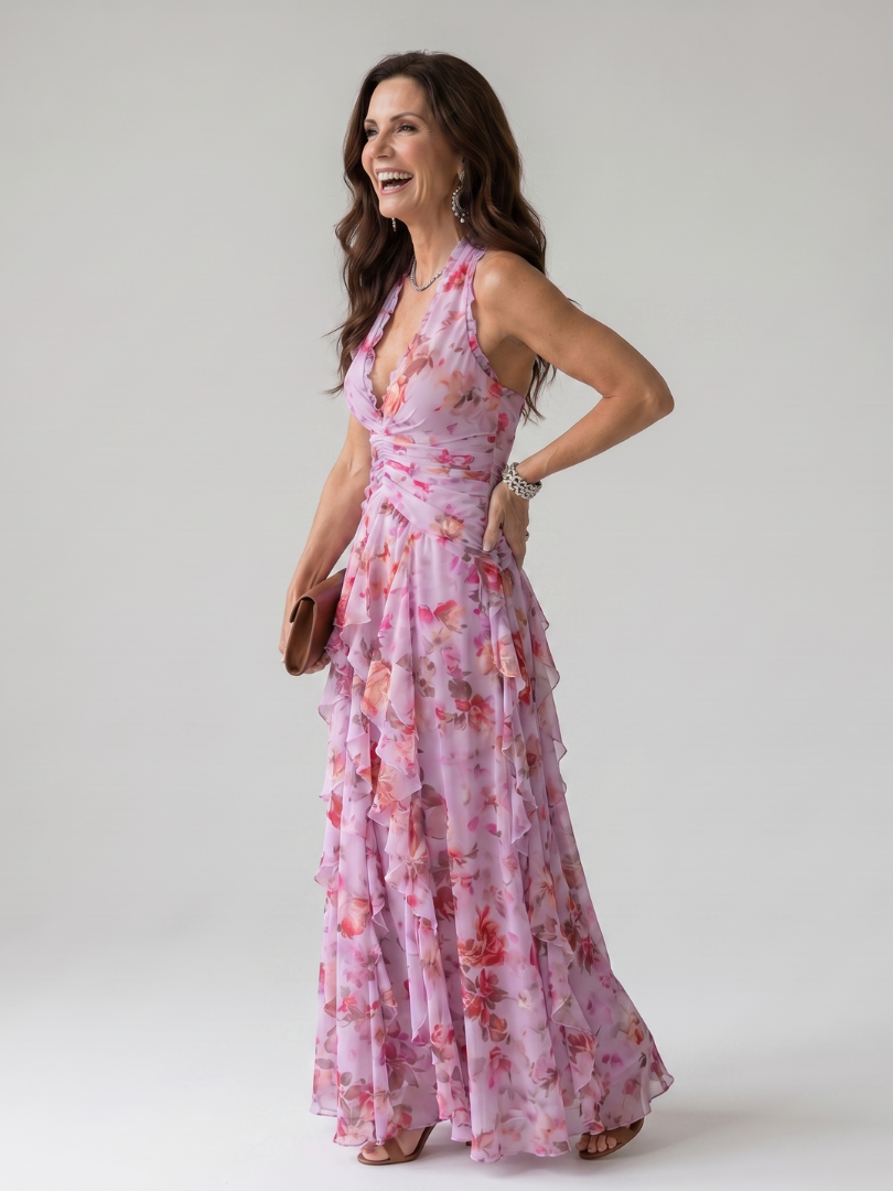 Geraldine | Halsband Maxikleed met geraffineerde top