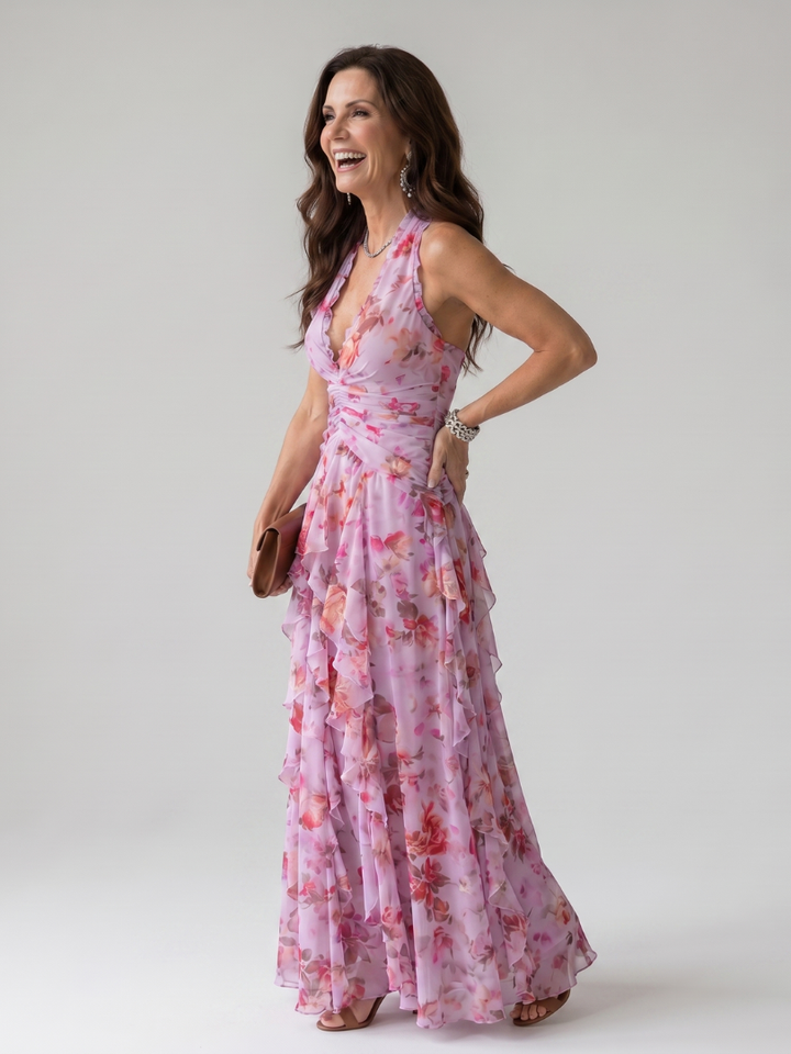 Geraldine | Halsband Maxikleed met geraffineerde top